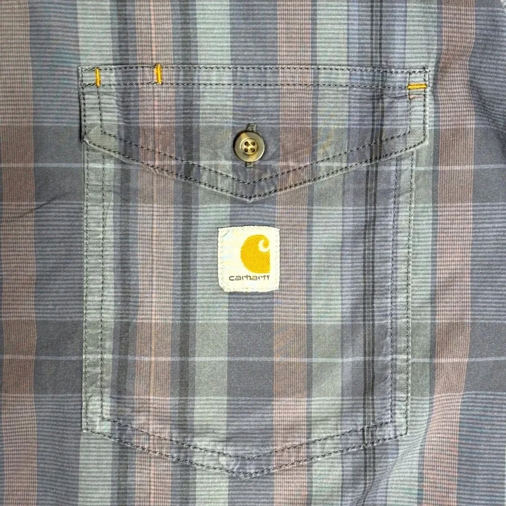 Carhartt Rugged Flex Mens 2XL Tall Relaxed Fit Plaid‎ Short Sleeve Button Shirt